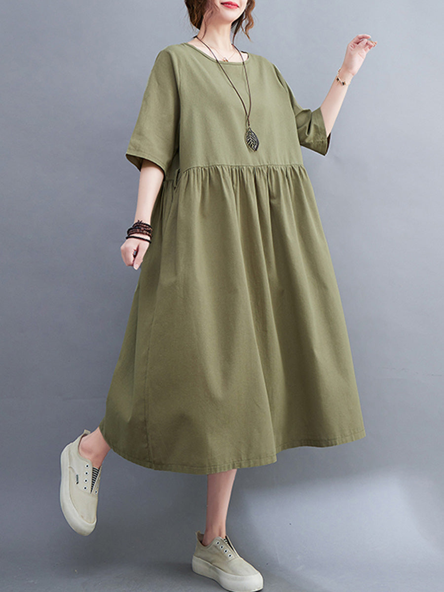 Casual Solid Round Neck Dress