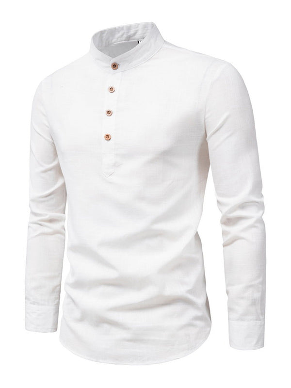 Chemise décontractée boutonnée à manches longues pour hommes