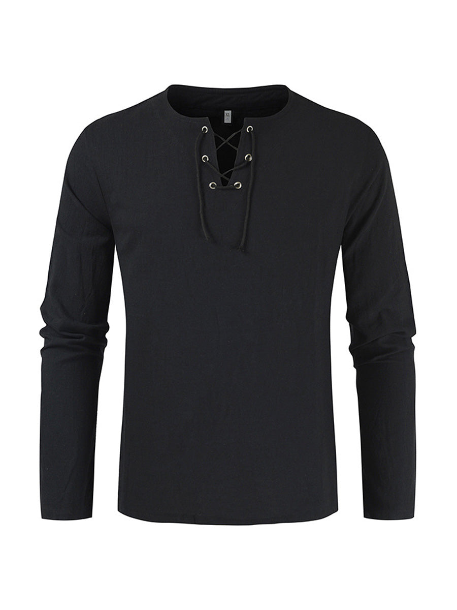 Men's Lace Loose Long Sleeve Shirt